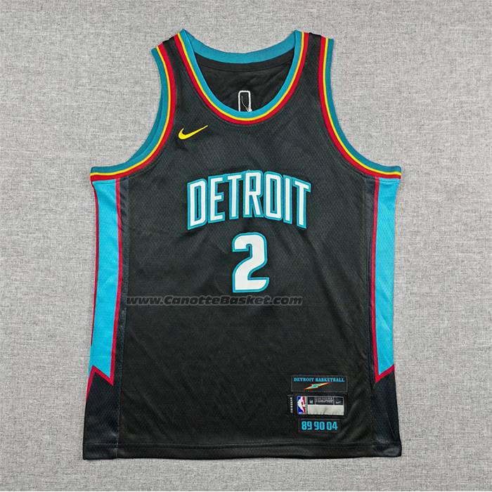 Maglia Bambino Detroit Pistons Cade Cunningham No 2 Citta 2025-26 Nero